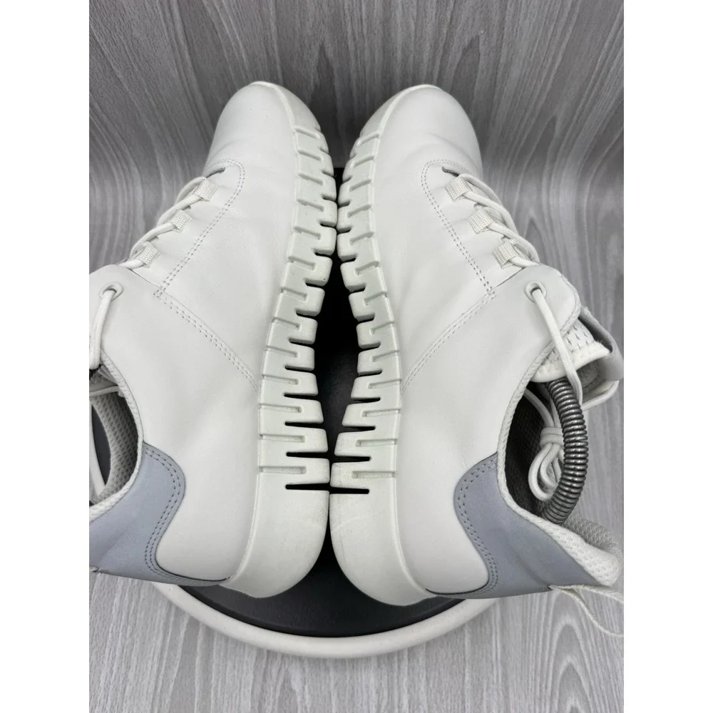 ECCO Gruuv‎ US Mens 8.5 EU 42 White Gray Leather Athletic Running Sneakers Shoes